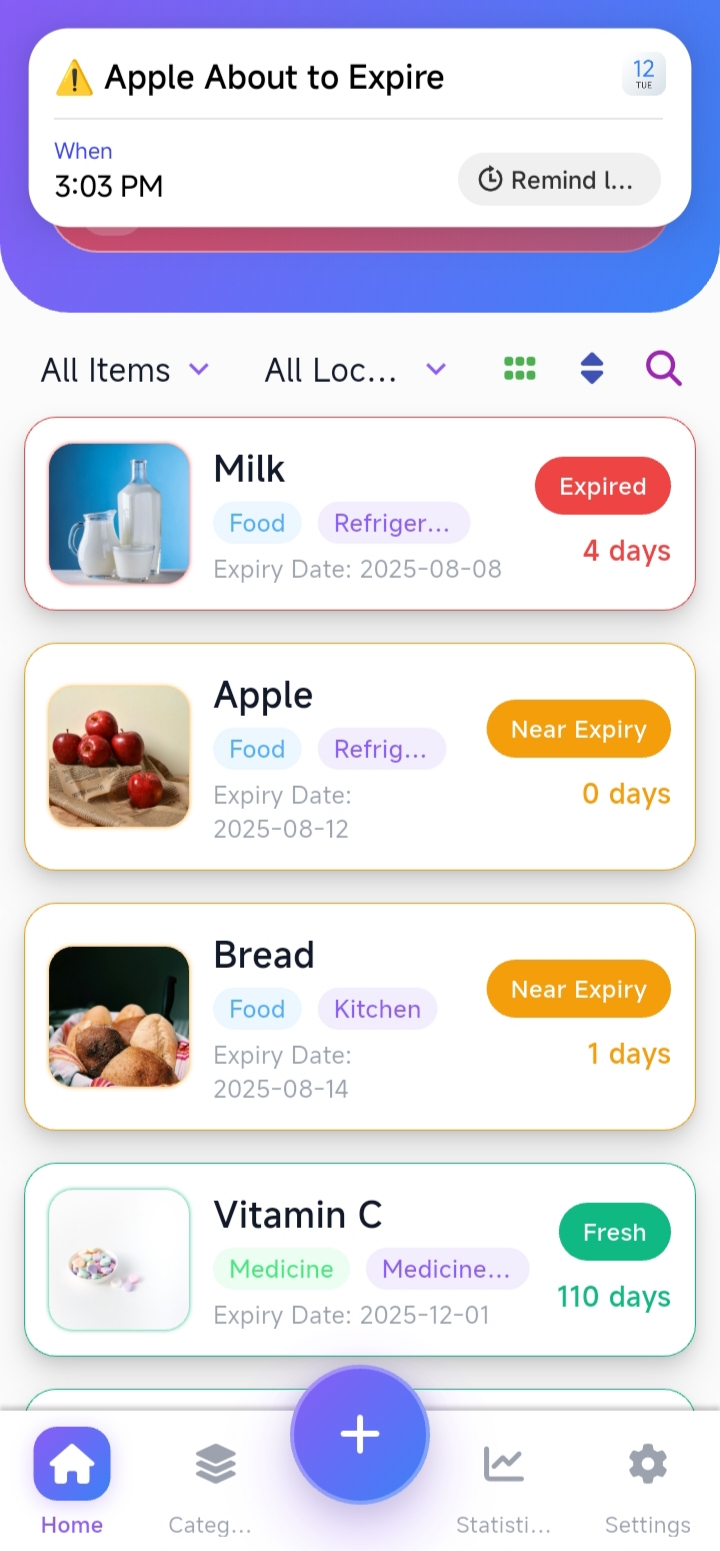 Expiry Notes App Screenshot